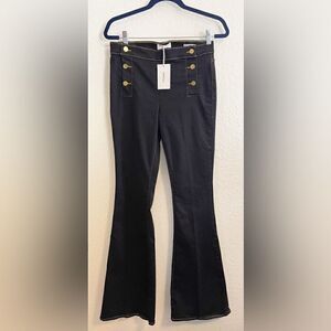 Le High Flare with sailor side buttons in dark blue Film Noir. NWT 26